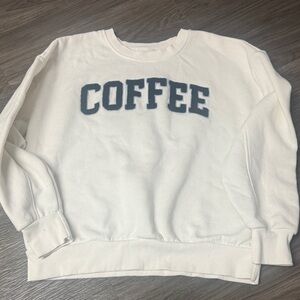 Pink Rose White 'Coffee' Graphic Sweater